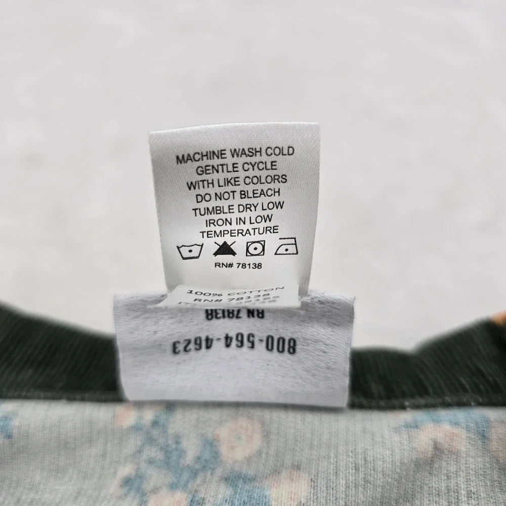 The Vermont Country Store Shirt Womens XLP Button Down Green Floral Corduroy - Picture 3 of 7